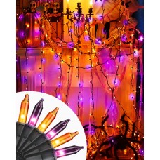 Toodour Orange & Purple Halloween Lights, 25ft 100 Count Incandescent Halloween String Lights, UL Certified Connectable Mini Bulbs Halloween Lights for Indoor, Outdoor, Garden, Porch, Halloween Decor