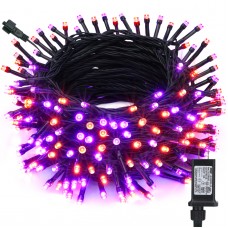 Toodour Orange & Purple Halloween Lights, 82ft 200 LED Plug in Halloween String Lights with 8 Modes, Memory & Timer Function, Connectable Halloween Outdoor Lights for Home, Garden, Halloween Decor