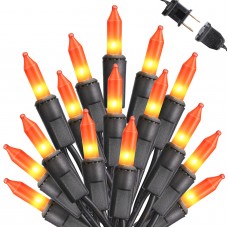 Toodour Orange Halloween Lights, 25ft 100 Count Incandescent Halloween String Lights, UL Certified Connectable Mini Bulbs Orange String Lights for Home, Garden, Porch, Halloween Party Decorations