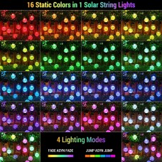 Toodour Solar Outdoor String Lights, 35.6ft 60 LED Globe String Lights with Remote, Waterproof Solar Powered Patio Lights for Garden, Lawn, Gate, Balcony Decorations