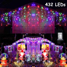 Toodour Christmas Lights Outdoor, 29.5ft 360 LED Icicle Christmas Lights with 8 Modes, 60 Drops, Plug in Fairy String Lights for Party, Holiday, Wedding Decors (Multicolor)