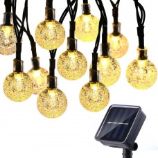 Solar String Lights 50 LED 29.5ft Solar Patio Lights with 8 Modes, Waterproof Crystal Ball String Lights for Patio, Lawn, Garden, Wedding, Party, Christmas Decor(Warm White)