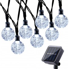 Toodour Solar String Lights 50 LED 23ft Solar Patio Lights with 8 Modes, Waterproof Crystal Ball String Lights for Patio, Lawn, Garden, Wedding, Party, Christmas Decor(Cool White)