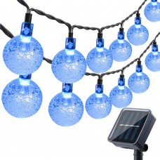 Toodour Solar Outdoor String Lights, 35.6ft 60 LED Globe String Lights, Waterproof 8 Modes Solar Powered Patio Lights for Garden, Home, Fence, Yard Decorations (Blue)