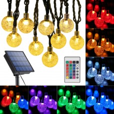 Toodour Solar Outdoor String Lights, 35.6ft 60 LED Globe String Lights with Remote, Waterproof Solar Powered Patio Lights for Garden, Lawn, Gate, Balcony Decorations