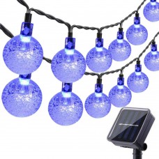 Toodour Solar Outdoor String Lights, 35.6ft 60 LED Globe String Lights, Waterproof 8 Modes Solar Powered Patio Lights for Garden, Home, Fence, Yard Decorations (Blue)