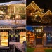 Toodour Christmas Snowflake Lights Outdoor, 17.22ft 264 LED Snowflake Icicle Lights with 22 Drops, Connectable, 8 Modes Waterproof Christmas Lights for Curtain Eaves Window Xmas Decor (Warm White)