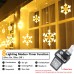 Toodour Christmas Snowflake Lights Outdoor, 17.22ft 264 LED Snowflake Icicle Lights with 22 Drops, Connectable, 8 Modes Waterproof Christmas Lights for Curtain Eaves Window Xmas Decor (Warm White)