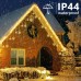 Toodour Christmas Snowflake Lights Outdoor, 17.22ft 264 LED Snowflake Icicle Lights with 22 Drops, Connectable, 8 Modes Waterproof Christmas Lights for Curtain Eaves Window Xmas Decor (Warm White)