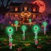 Toodour Halloween Pathway Lights Outdoor, Battery Operated Halloween Skeleton Hands with Light Up Eyeballs & Spiders, Waterproof Halloween Decor for Walkway Garden Yard Lawn, Green