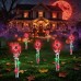 Toodour Halloween Pathway Lights Outdoor, Battery Operated Halloween Skeleton Hands with Light Up Eyeballs & Spiders, Waterproof Halloween Decor for Walkway Garden Yard Lawn, Red