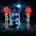 Toodour Halloween Pathway Lights Outdoor, Battery Operated Halloween Skeleton Hands with Light Up Eyeballs & Spiders, Waterproof Halloween Decor for Walkway Garden Yard Lawn, Red