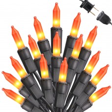 Toodour Orange Halloween Lights, 25ft 100 Count Incandescent Halloween String Lights, UL Certified Connectable Mini Bulbs Orange String Lights for Home, Garden, Porch, Halloween Party Decorations