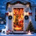 Christmas Door Cover with Lights, 36*80 Inch Front Door Decor with 8 Modes Timer, Santa Claus Warm White Christmas Light for Front Door Porch Banner Backdrop House Xmas Indoor Outdoor Decorations