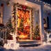 Christmas Door Cover with Lights, 36*80 Inch Front Door Decor with 8 Modes Timer, Santa Claus Warm White Christmas Light for Front Door Porch Banner Backdrop House Xmas Indoor Outdoor Decorations