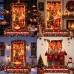 Christmas Door Cover with Lights, 36*80 Inch Front Door Decor with 8 Modes Timer, Santa Claus Warm White Christmas Light for Front Door Porch Banner Backdrop House Xmas Indoor Outdoor Decorations