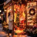 Christmas Door Cover with Lights, 36*80 Inch Front Door Decor with 8 Modes Timer, Santa Claus Warm White Christmas Light for Front Door Porch Banner Backdrop House Xmas Indoor Outdoor Decorations