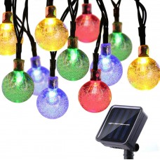 Toodour Solar String Lights 50 LED 29.5ft Solar Patio Lights with 8 Modes, Waterproof Crystal Ball String Lights for Patio, Lawn, Party, Wedding, Garden, Outdoor Decorations (Multicolor)