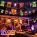 Toodour Halloween Orange & Purple Lights, 48.5ft 50 LED String Lights Outdoor with 25 Spooky Flags, Waterproof Halloween Decorations for Home Party Garden