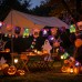 Toodour Halloween Orange & Purple Lights, 48.5ft 50 LED String Lights Outdoor with 25 Spooky Flags, Waterproof Halloween Decorations for Home Party Garden