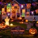 Toodour Halloween Orange & Purple Lights, 48.5ft 50 LED String Lights Outdoor with 25 Spooky Flags, Waterproof Halloween Decorations for Home Party Garden