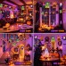 Toodour Halloween Orange & Purple Lights, 48.5ft 50 LED String Lights Outdoor with 25 Spooky Flags, Waterproof Halloween Decorations for Home Party Garden