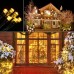 Toodour Solar Christmas Lights, 72ft 200 LED 8 Modes Outdoor Christmas String Lights, Waterproof Solar String Light for Xmas Tree, Fence, Holiday, Party, Balcony, Outdoo Xmas Decorations - Warm White
