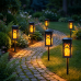 Toodour Solar Lights Outdoor Waterproof, 6 Pack LED Solar Powered Torch Lights with Flicking Flame, Landscape Lighting for Garden Yard Pathway, Warm White