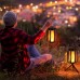 Toodour Solar Lights Outdoor, 2 Pack Hanging Solar Lanterns with 4 Lighting Mode, Type-C Charging, Waterproof Decorative Lights for Garden, Patio, Landscape, Yard, Camping