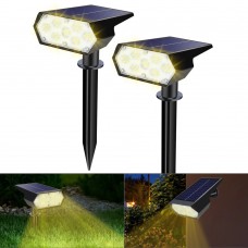 Toodour Solar Lights Outdoor, 49 LED Super Bright Solar Spot Lights with 2 Lighting Modes, Waterproof Solar Powered Landscape Spotlights for Garden Patio Pathway Yard (2 Pack-Warm White)