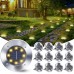 Toodour 12 Pack Solar Ground Lights Outdoor, 8 LED Waterproof Solar Powered in-Ground Disk Lights for Garden Patio Yard Lawn Driveway Pathway, Warm White