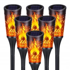 Toodour Solar Lights Outdoor, 6 Pack LED Solar Torch Lights with Flickering Flame, Waterproof Halloween Decorations for Garden Yard Lawn Pathway Landscape