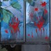 Toodour Halloween Bloody Window Clings Posters Bloody Handprint Sticker Party Decoration Haunted House Door Cover Creepy School Dormitory Window Decoration