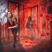 Toodour Halloween Bloody Window Clings Posters Bloody Handprint Sticker Party Decoration Haunted House Door Cover Creepy School Dormitory Window Decoration