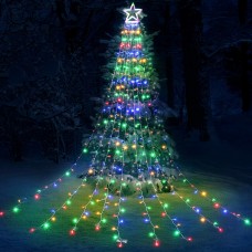Toodour Christmas Lights, 317 LED 10ft X 9 Outdoor Christmas Decorations Lights with 12" Topper Star, 8 Lighting Modes Outside Christmas Tree Lights (Multicolor)