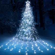 Toodour Christmas Lights, 317 LED 10ft X 9 Outdoor Christmas Decorations Lights with 12" Topper Star, 8 Lighting Modes Outside Christmas Tree Lights (White)