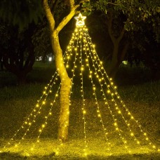 Toodour Christmas Lights, 317 LED 10ft X 9 Outdoor Christmas Decorations Lights with 12" Topper Star, 8 Lighting Modes Outside Christmas Tree Lights (Warm White)