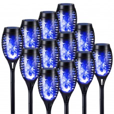 Toodour Outdoor Solar Lights, 12 Pack LED Solar Torch Lights with Flickering Flame, Waterproof Lighting Decoration for Patio Garden Yard Pathway Landscape, Blue