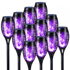 Toodour Outdoor Solar Lights, 12 Pack LED Solar Torch Lights with Flickering Flame, Waterproof Lighting Decoration for Patio Garden Yard Pathway Landscape, Purple