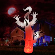 Toodour Halloween Inflatables Outdoor Decorations Ghost, 8ft Blow up Yard Decorations, Built-in Red LED Disco Lights, Ghost Inflatable for Outdoor Halloween Decor