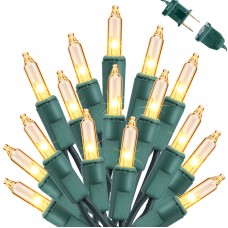 Toodour Clear Christmas Lights, 33ft 100 Count Incandescent Christmas Lights, UL Certified Connectable Green Wire Mini Bulb String Lights for Home, Party, Christmas, Xmas Tree Decorations