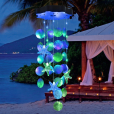 Toodour Solar Wind Chimes for Outside, Shells Light Gifts for Mom Grandma Women Wife Girls, Waterproof Solar Outdoor Decorative Mobile Light for Holiday Garden Porch Yard Decor (Blue & Green)