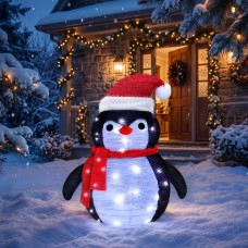 Toodour 20 Inch Christmas Lighted Penguin Outdoor, Pop-Up Penguin Decorations w/ 40 LED Lights, Battery Operated, Holiday Decor for Garden Yard