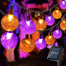 Toodour Solar Halloween Lights Outdoor 35.6ft 60 LED Globe Orange & Purple String Lights with 8 Modes, Waterproof Halloween String Lights for Patio Garden Lawn Gazebo Yard Porch Halloween Decorations