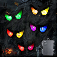 Toodour Halloween Ghost Eyes Lights, 10 LED Battery Halloween Lights with RGB Flashing Eyes, Waterproof Spooky Eyeball Halloween String Lights for Graveyard Indoor Outdoor Decorations