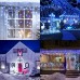 Toodour White & Blue Christmas Icicle Lights, 29.5ft 360 LED Icicle Christmas Lights with 8 Modes, 60 Drops Fairy Twinkle Lights Outdoor for Holiday Party Wedding Decorations