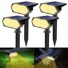 Toodour Solar Lights Outdoor, 4 Pack 49 LED Super Bright Solar Spot Lights with 2 Lighting Mode, Waterproof Solar Powered Landscape Spotlights for Garden Patio Driveway Yard Outdoor Decor, Warm White