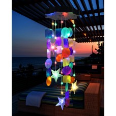 Toodour Solar Wind Chimes Outdoor Waterproof - Colorful Shell Wind Chime, Mother's Day & Easter Gifts for Women, Mom, Grandma - Decorative Hanging Lights for Garden, Patio, Porch