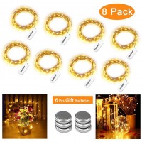 Toodour Battery Fairy Lights 8 Packs 30 LED 10ft Battery Operated String Lights, DIY Silver Wire LED String Lights for Wedding, Bedroom, Home, Party, Table, Christmas Decor (Warm White)