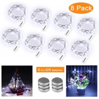Toodour Battery Fairy Lights 8 Packs 30 LED 10ft Battery Operated String Lights, DIY Silver Wire LED String Lights for Wedding, Bedroom, Home, Party, Table, Christmas Decor (White)